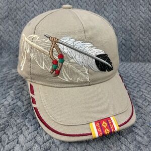 Embroidered Feather Unisex Tan Golden Lion Native Pride Baseball Hat OSFA